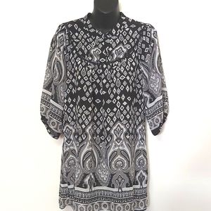 Free Beecher Brook Boho Black & White Tunic Top, Size Small